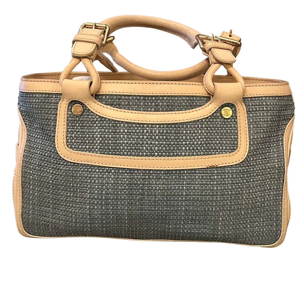 Vintage Celine Green Weave Boogie Satchel